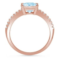 1.66ct Princess rez plavi simulirani dijamant 14k Gold Gold Gold Gold Angažman prsten veličine 9.5