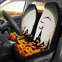 Set autohtovih poklopca zasjedanja Halloween bundeve Jesen Universal Auto prednja sjedala Zaštitni za auto, suv limuzina, kamion