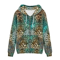 Kuiaobaty Leopard Ispis Lamies kaput Activewear Laghweight, Tekstura životinja Zip Up Up dukserice za