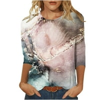 Ženska bluza s okruglim vratom Bluza Fancy Marble Print majice Trendy Fashion Pulover udobni vrhovi