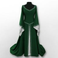 Miayilima Midi haljine za žene Retro Vintage dugih rukava V-izrez Dress Duljina duljine