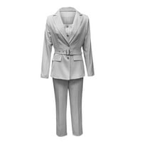 USMIXI Outfits Sets Women Court Set Office Business Casual Belt Blazer jakna i duge hlače Podesite blazer