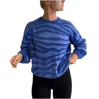 Dukseri zazora Ženski džemper modna posada Striped toplim pletenim ženama