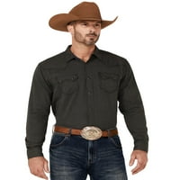 Moonshine Spirit muški poprečni hatch Geo Print dugih rukava Snap Western majica crna x-velika