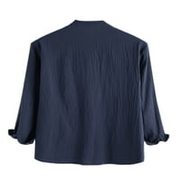 Glookwis muške košulje s dugim rukavima Vintage Tunic Majica Regularne fit roll tabluk rukava Bluza