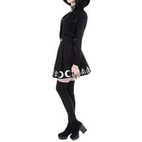 Crne utežne suknje kožne suknje žene punk vještice na mjesečeve simbole nagnute mini suknje Tulle odvojiva