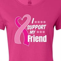 Inktastična svijest karcinoma dojke Podržavam svog prijatelja s ružičastom vrpčnom ženskom majicom