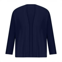 Qolati Cardigan za žene Classic Fit Otvoreno prednja čvrsta pletena bluza za obnovke Vrhunska odjeća