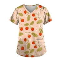 Ženske bluze ispisani kratki rukav casual ženski tee V-izrez Modni ljetni vrhovi zeleni s