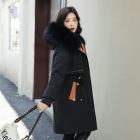 Vučena ženska jakna s kapuljačom Ženska zimska gusta pamučna kapuljača srednje duljine, prevelike veće