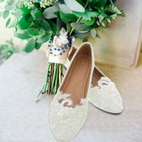 Pair ručni vjenčani cipele stilski čipkaste biserne cvijeće vjenčane cipele Bijela vjenčanica odjeća