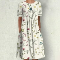Ljetne haljine za žensko čišćenje trendswomenskog ljetnog casual okruglog vrata Sklopive cvjetne od