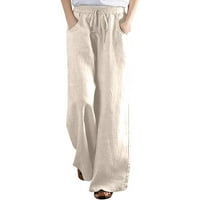 Duge hlače za žene modne ženske ležerne pune boje elastične labave hlače ravno široke noge pantalone