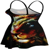 Boja Lion Portret Ženska mini haljina bez rukava Sling Swing Sunderss Print