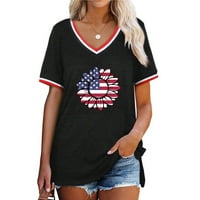 Hinvhai prevelike majice za žene odobrenje plus veličina Dan nezavisnosti Ženska labava američka zastava