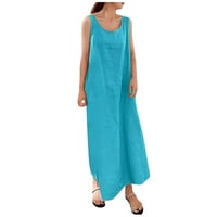 Qwertyu duge ljetne haljine za žene u labavom fit rezervoaru bez rukava ženske casual maxi haljina pamučna