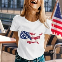 Ženske košulje Dan nezavisnosti Ispis casual okruglog vrata majica kratki rukav labav veličina majica