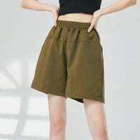 Zyekqe ženske šarke za noge Ljetne casual visoke struke Čvrsto boje kratke hlače dame Lame Lounge pantalone