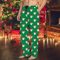 Muške hlače Retro tiskane širine noge na sredini božićne casual padžama sa crtežom i džepovima Sportska teretana Labavi za odmor za muškarce