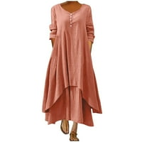 CETHRIO LETHE MAXI haljina za žene - moda plus čvrsta dugačka dugačka haljina ružičaste ruke ružičaste