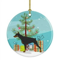 Doberman Pinscher sretan božićni stablo keramički ukras