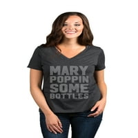 Mary Poppin Neke boce Ženska moda opuštena V-izrez majica TEE CHARCOAL siva velika