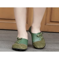 Woolbling Ženske natike čipke ubrzave casual cipele udobne stanovi ženske kožne kože cipela na prozračno zeleno 7,5