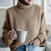 Duks čišćenje ženskih ležernih čvrstih vrhova o i-vratu pletenje dugih rukava pulover džemper