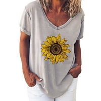 Ženski ljetni vrhovi Ležerne majice za žene V izrez Bluze labavi fit