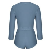 Seotime odijelo za žene pletene pidžame setovi dugih rukava Top i kratke hlače Podudaranje setova jesen