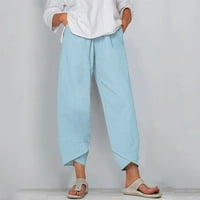 Casual pantalone za žene trendi posteljina visokih struka ležernih džepnih pantalona
