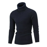 Jinda Muški džemperi mekani pulover pletiva pletiva s dugim rukavima Visoki vrat topla zima Ležerna