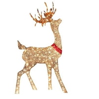 Pudcoco božićno ukrasno svjetlo, svijetlo jelena sa žutim crvenim prstenom dvorišnim svjetlom, vanjski