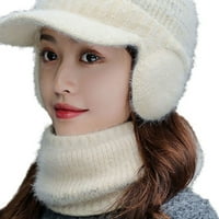 Štetno set ženski vrat toplije vrhunskog zeca krznenog pompom ušima za uši zaštita čvrste boje jesen