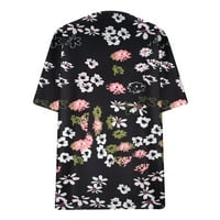 ECQKAME PLUS veličina majica za žene čišćenje Ženska moda casual plus veličina Scenic Cvijeće Štampanje