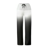 Ženski visoko struk džep elastični struk ispisane labave joge Hlače Ležerne prilike Duge pantalone Široka