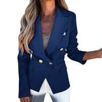 Lroplie vrhovi za žene dugih rukava ženske kapute LEAL tipka plus radna kancelarija jakna plava m