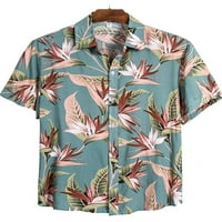 Muški gumb s kratkim rukavima niz majice tiskane tropske alohe havajske majice, ljetne casual na plaži