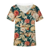 Ženski ljetni bluze V-izrez cvjetni bluza s kratkim rukavima na vrhu višebojna l