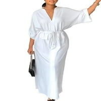 Luxplum ženske duge haljine kolumne rukave Ljeto plaža Sunduress Solid Color Maxi haljine boemska zabava