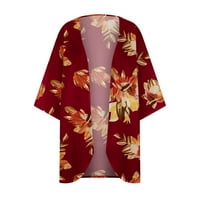 Borniu Cardigan za žene Cvjetni print Puff rukav kimono kardigan labav šifon pokriti casual bluza vrhova