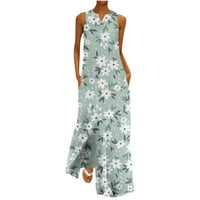 Ljetne haljine na prodaju za žene plus veličine bez rukava bez rukava cvjetni uzorak V-izrez Maxi Loose