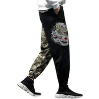 Muške hlače labave muške japanski retro trend plus veličine vezene boje podudaranje casual pantalona