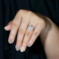 Cvjetni moissitni koktel prsten za žene, srebrna srebra, US 4.50
