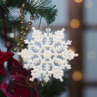 Heiheiup bijelog sjajnog ukrasa za snježne pahulje Xmas Drvo viseći ukras Božićni zvjezdani ukras