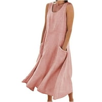 Lulshou žensku koljenu V-izrez-izrez-haljina modni casual bez rukava dugme bez rukava, drešeni