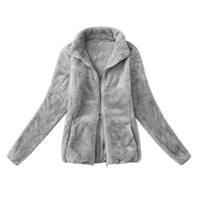 Modna ženska jakna topla FAU kaput zimski patentni patentni patentni casual s kapuljačom