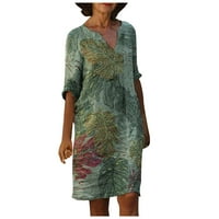 Binmer ženska haljina casual plus veličine V-izrez cvjetni printer bez rukava bez rukava