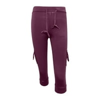 IOPQO Ženske hlače Yoga Hlače Dame Ljeto Modni ugodni labavi elastični struk džep JOGA Cropped hlače