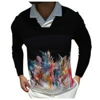 Muška modna casual ovratnik 3D digitalni tisak majica s dugim rukavima TOP bluza Osnove muškarci